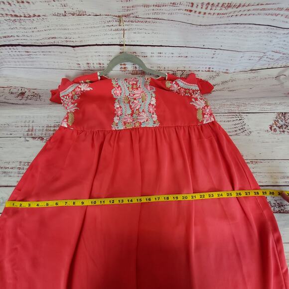 Anthropologie Pankaj & Nidhi Pink Cottagecore Maxi Dress XL Pastel Embroidered - Picture 11 of 14